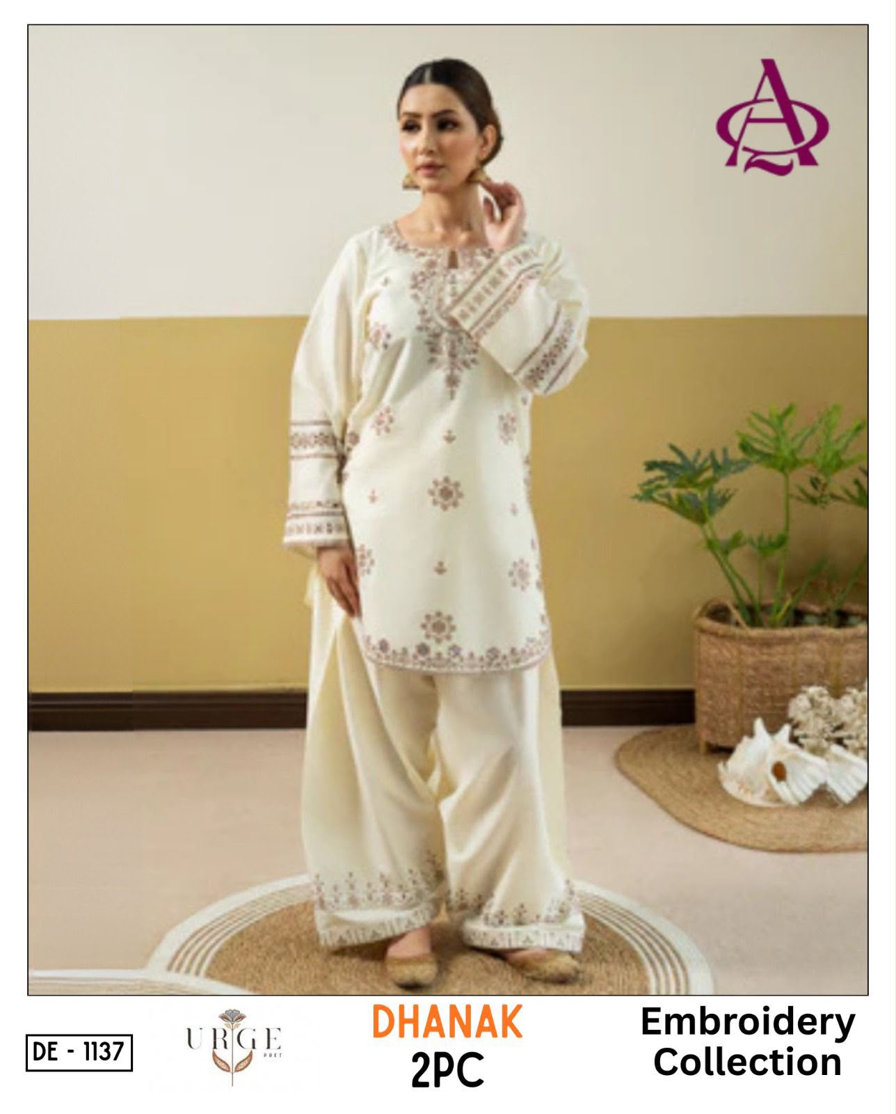 Dhanak embroidered luxury unstitched 2pc suit